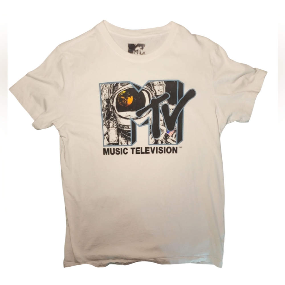 MTV White Tee with Astronaut Graphic